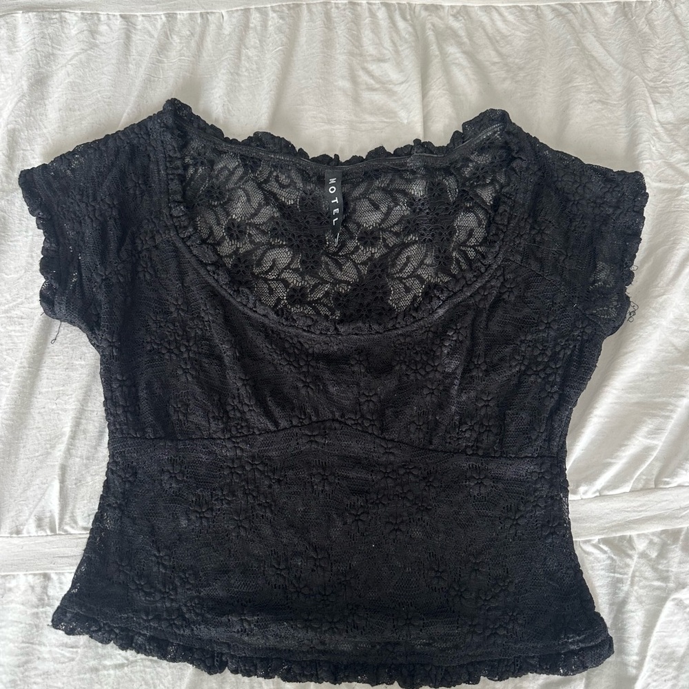Motel Black Lace Top